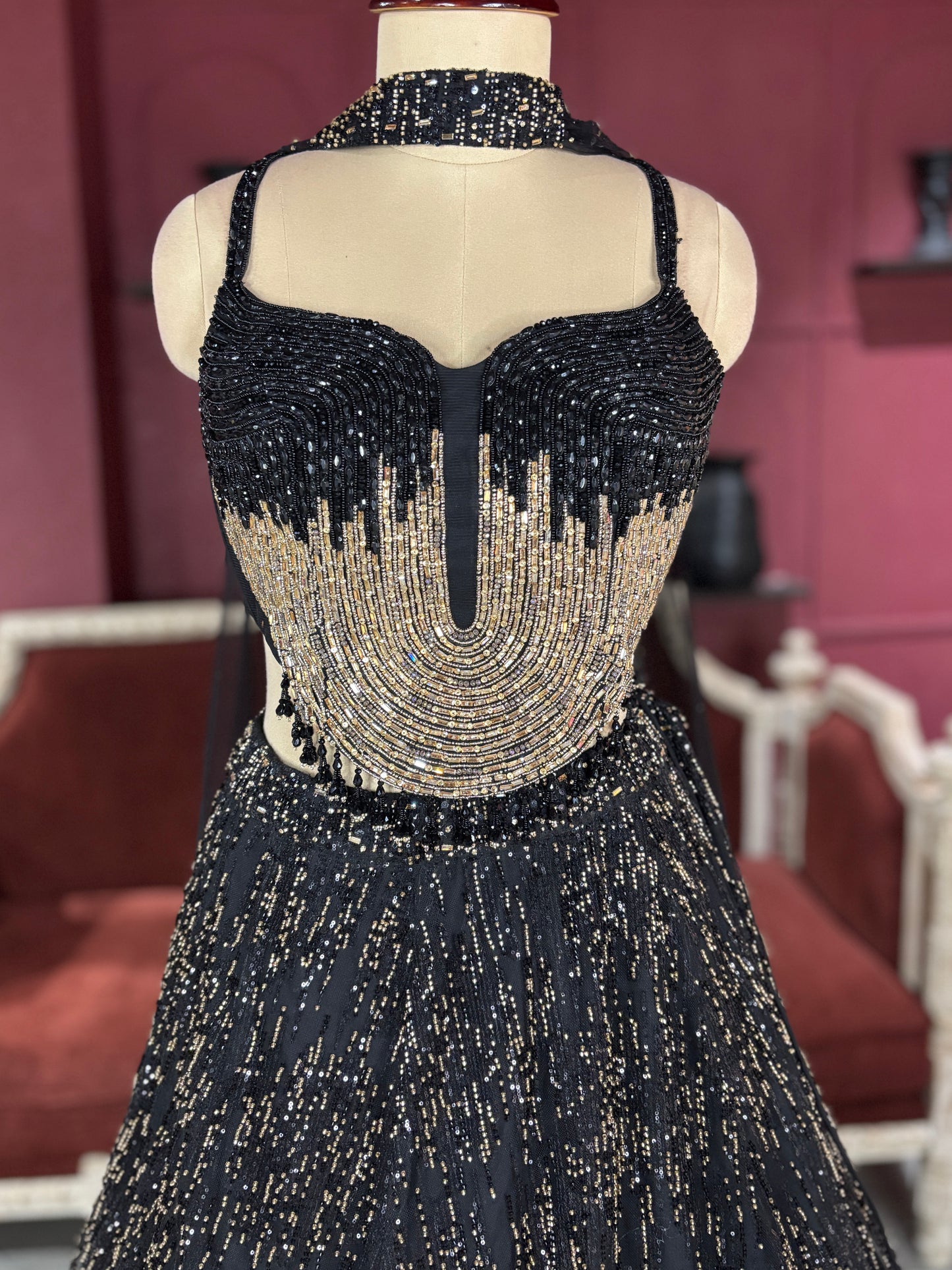 Grand Black Colour Designer Radiant Sequin Detailing Lehenga