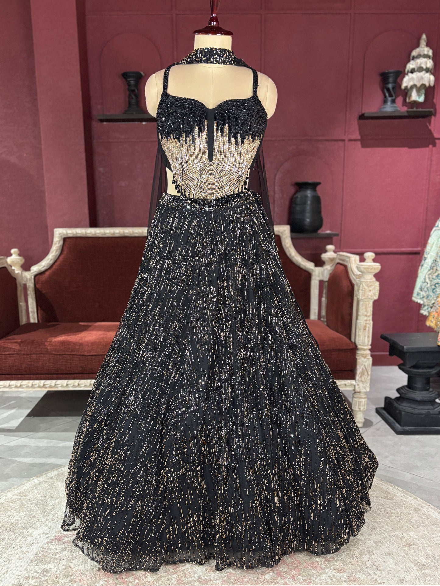 Grand Black Colour Designer Radiant Sequin Detailing Lehenga