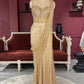 Designer Golden Drape Saree with Sequin Elegance