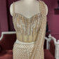Designer Golden Drape Saree with Sequin Elegance