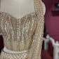 Designer Golden Drape Saree with Sequin Elegance