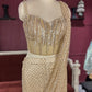 Designer Golden Drape Saree with Sequin Elegance