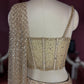 Designer Golden Drape Saree with Sequin Elegance