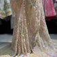 Champagne Floral Embroidered Saree with Full Sleeve Designer Blouse