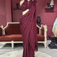 Designer Maroon Drape Saree with Sequin Elegance