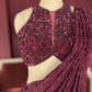 Designer Maroon Drape Saree with Sequin Elegance