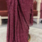 Designer Maroon Drape Saree with Sequin Elegance