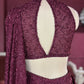 Designer Maroon Drape Saree with Sequin Elegance