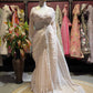 Ivory Embroidered Saree with Full Sleeve Designer Blouse