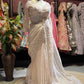 Ivory Embroidered Saree with Full Sleeve Designer Blouse