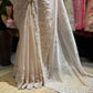 Ivory Embroidered Saree with Full Sleeve Designer Blouse