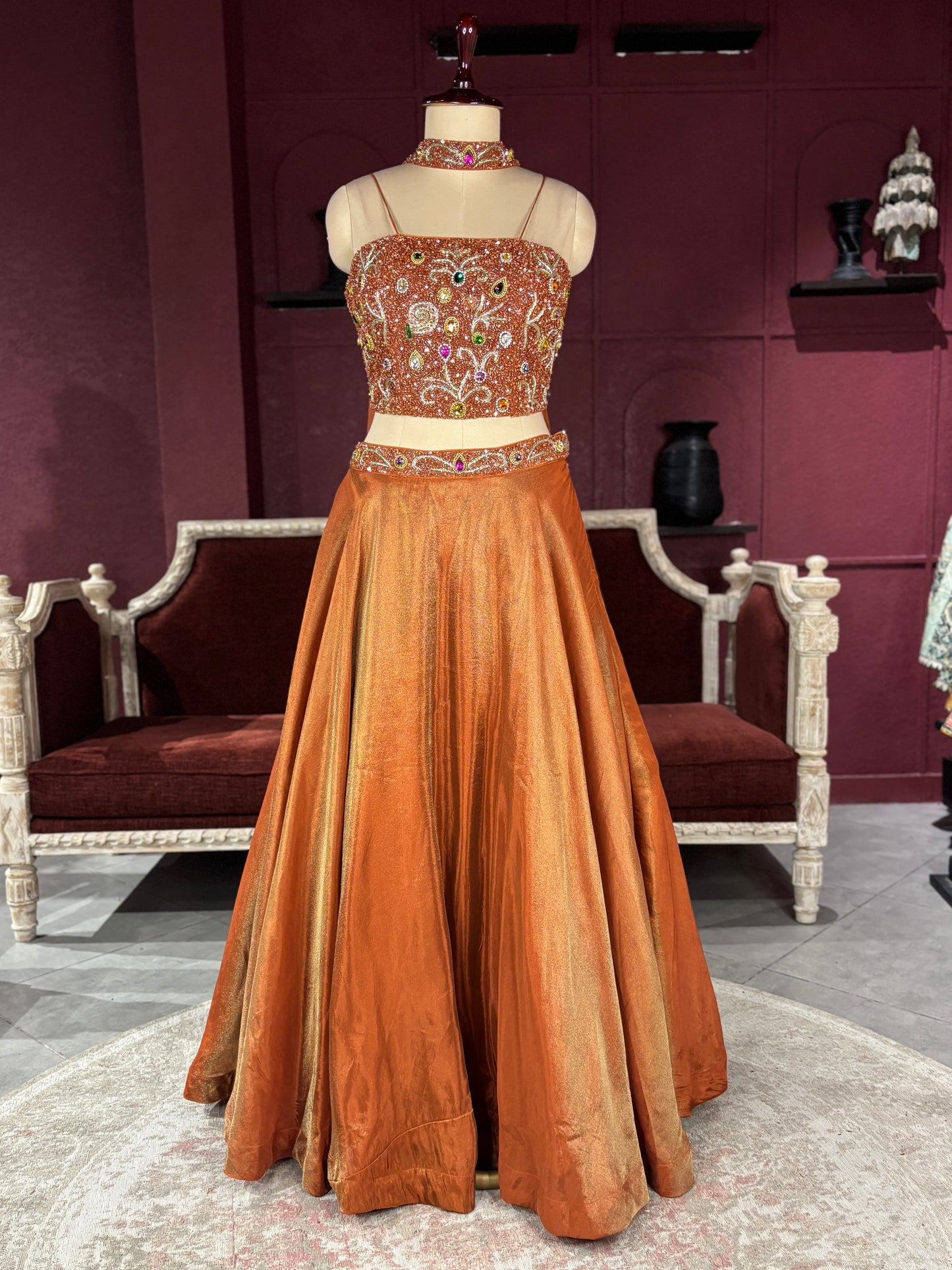 Grand Bronze Lehenga with Designer Embellished Blouse