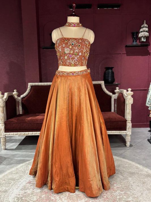 Grand Bronze Lehenga with Designer Embellished Blouse