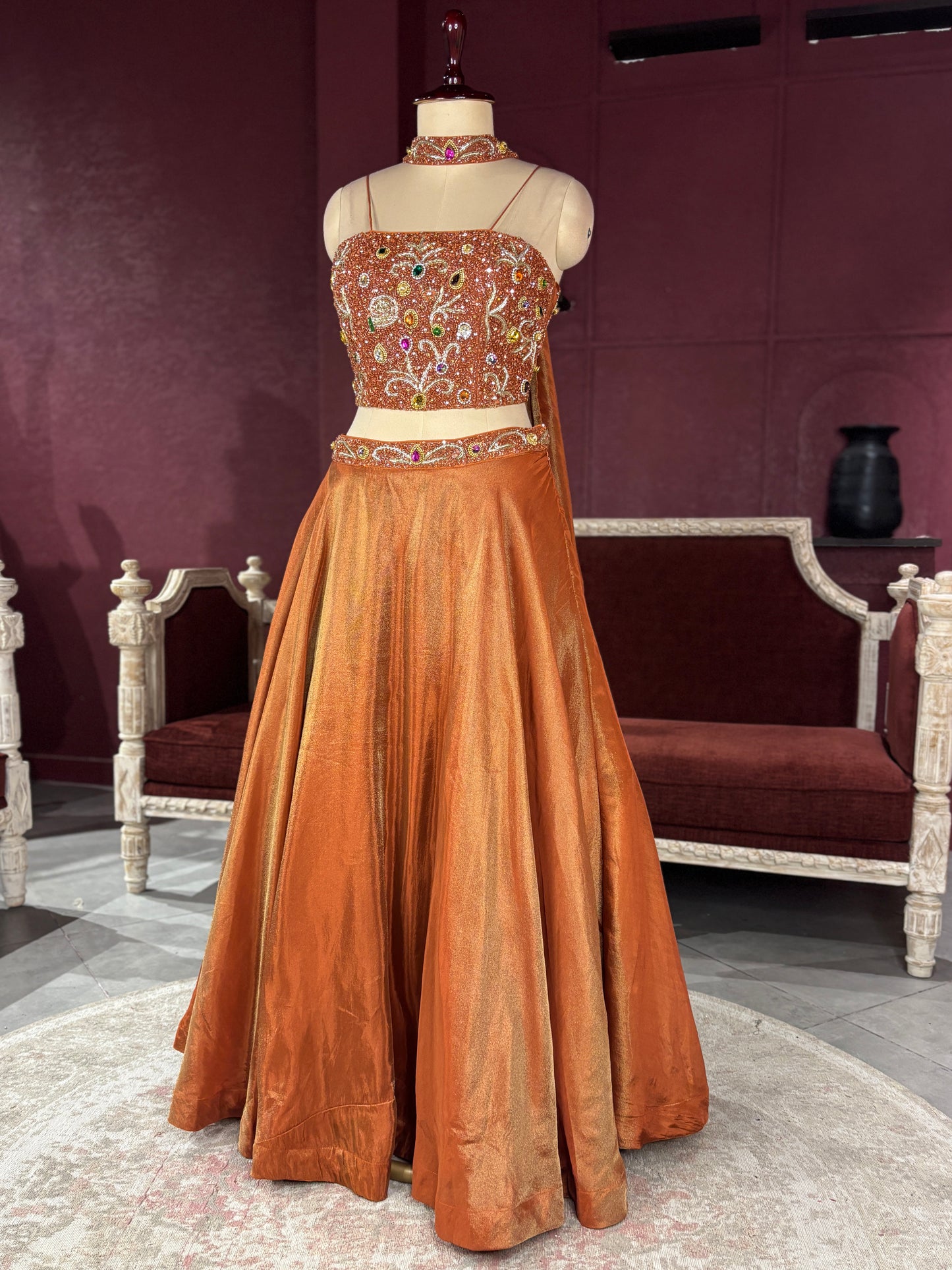 Grand Bronze Lehenga with Designer Embellished Blouse
