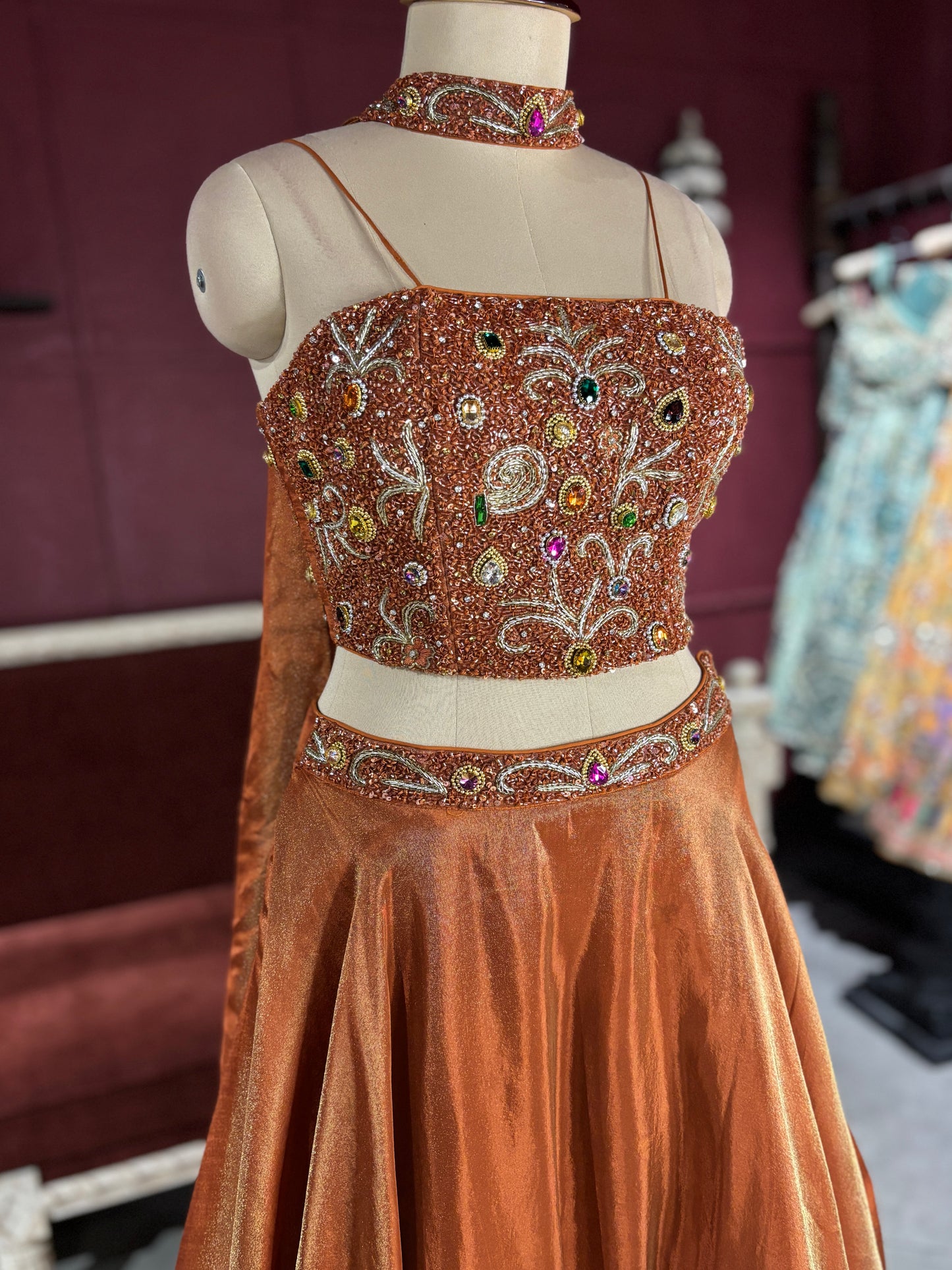 Grand Bronze Lehenga with Designer Embellished Blouse