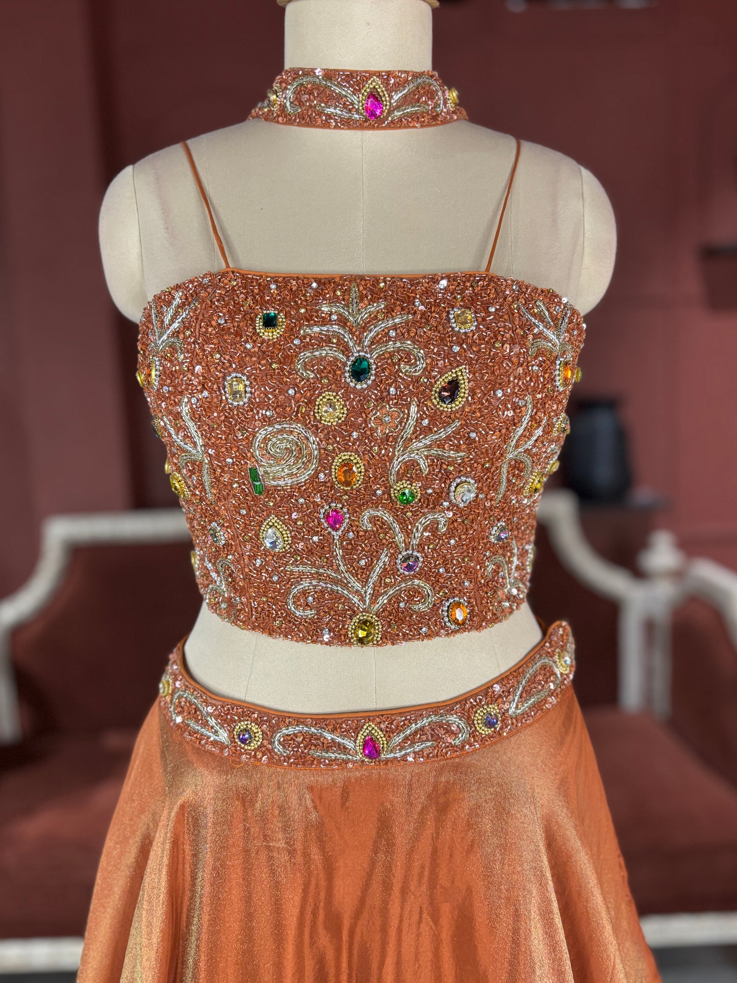 Grand Bronze Lehenga with Designer Embellished Blouse
