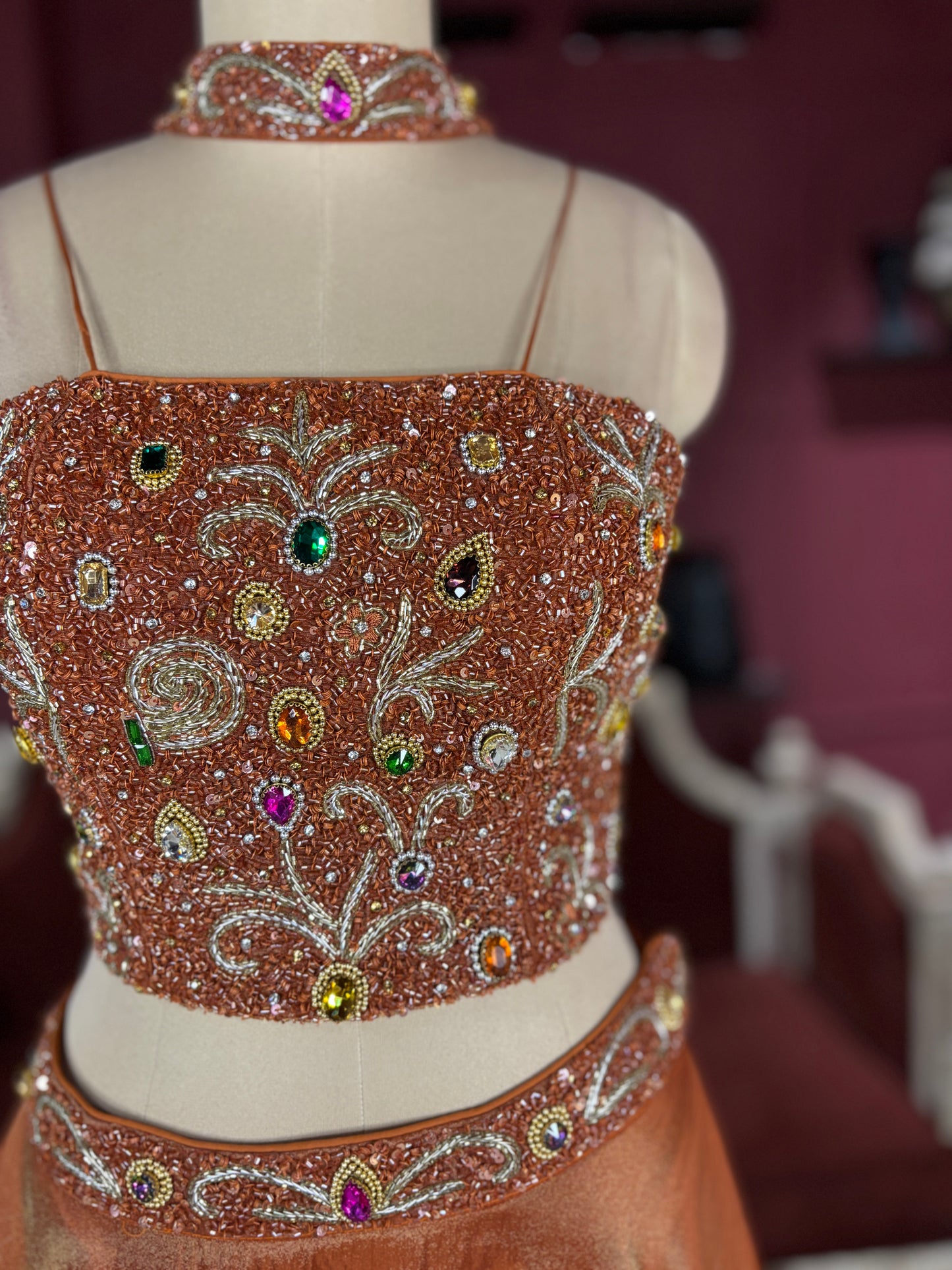 Grand Bronze Lehenga with Designer Embellished Blouse