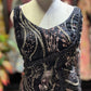 Black Sequin Draped Saree with Rose Gold Embellished Blouse