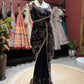 Black Floral Embroidered Saree with Gold Designer Border
