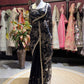 Black Floral Embroidered Saree with Gold Designer Border