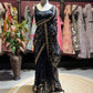 Black Embroidered Saree with Gold Sequin Work & Designer Blouse