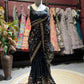 Black Embroidered Saree with Gold Sequin Work & Designer Blouse