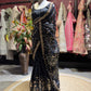 Black Embroidered Saree with Gold Sequin Work & Designer Blouse
