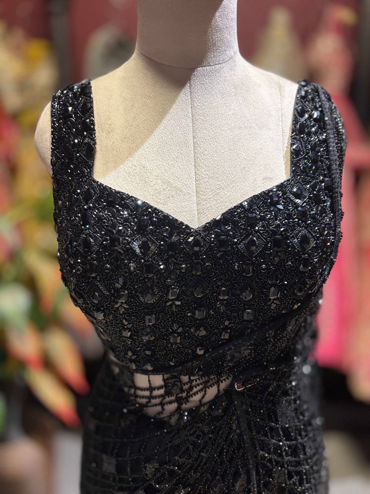 Black Sequin Designer Saree with Embellished Designer Blouse