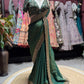 Emerald Green Saree with Heavy Gold Embroidery & Designer Blouse