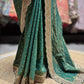 Emerald Green Saree with Heavy Gold Embroidery & Designer Blouse