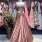 Rose Gold Designer Lehenga with Embellished Blouse & Draped Dupatta