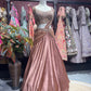 Rose Gold Designer Lehenga with Embellished Blouse & Draped Dupatta