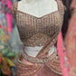 Rose Gold Designer Lehenga with Embellished Blouse & Draped Dupatta