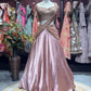 Baby Pink Lehenga with Embellished Blouse & Draped Dupatta