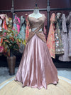 Baby Pink Lehenga with Embellished Blouse & Draped Dupatta
