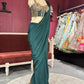 Designer Dark Green Drape Saree with Ornate Blouse