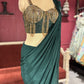 Designer Dark Green Drape Saree with Ornate Blouse