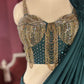 Designer Dark Green Drape Saree with Ornate Blouse