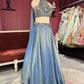 Designer Metallic Blue Lehenga with Embroidered Sleeveless Blouse