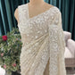 Floral Embroidered Saree with Scalloped Border