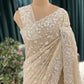 Floral Embroidered Saree with Scalloped Border