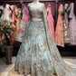 Powder Blue Floral Embroidered Lehenga with Designer Dupatta
