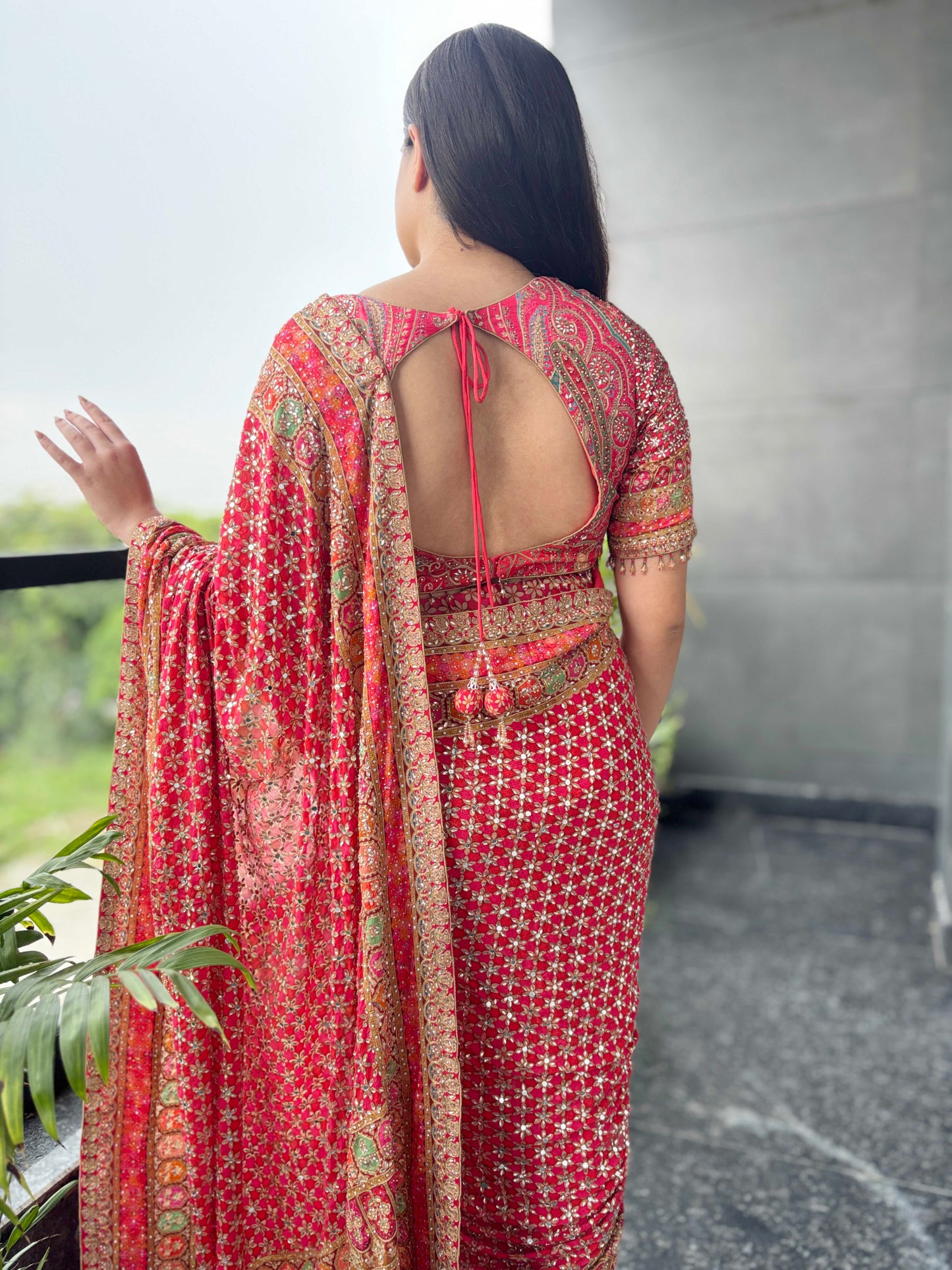 Designer Saree with Heavy Zari Border & Designer Blouse