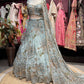 Powder Blue Floral Embroidered Lehenga with Designer Dupatta