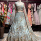 Powder Blue Floral Embroidered Lehenga with Designer Dupatta