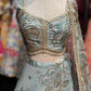 Powder Blue Floral Embroidered Lehenga with Designer Dupatta