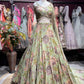 Pastel Green Floral Printed Lehenga with Embellished Blouse & Dupatta