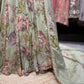 Pastel Green Floral Printed Lehenga with Embellished Blouse & Dupatta