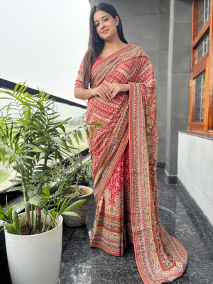 Designer Saree with Heavy Zari & Mirror Work Border