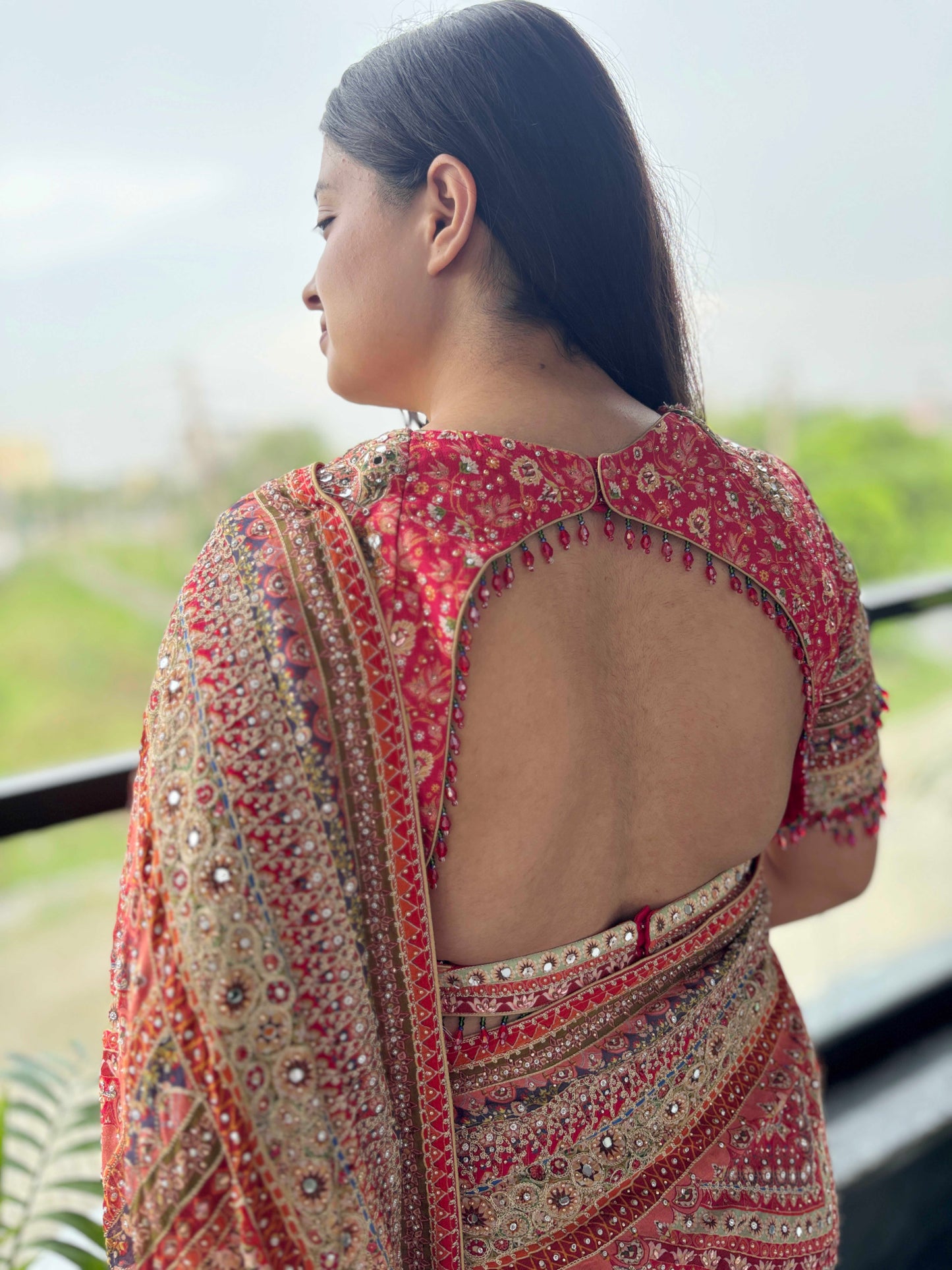 Designer Saree with Heavy Zari & Mirror Work Border